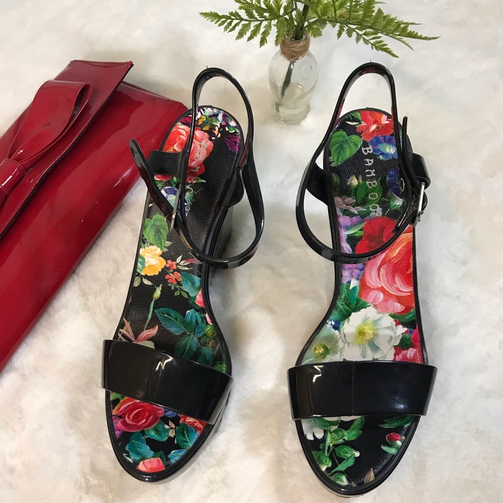 Floral wedge heels by bamboo